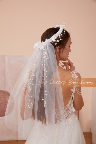 Floral headband veil - headband,