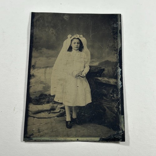 Tintype girl holding book - holding,
