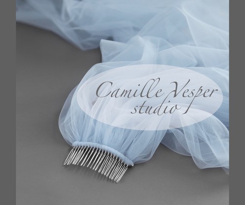 Light blue bridal veil - bridal,